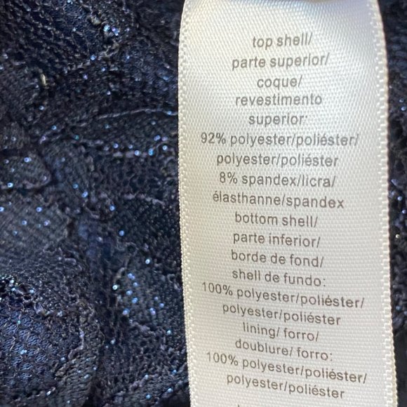 Alex Evenings Women's Navy Blue Lace & Striped Fit & Flare Tea Length Dress 18 - Picture 12 of 12